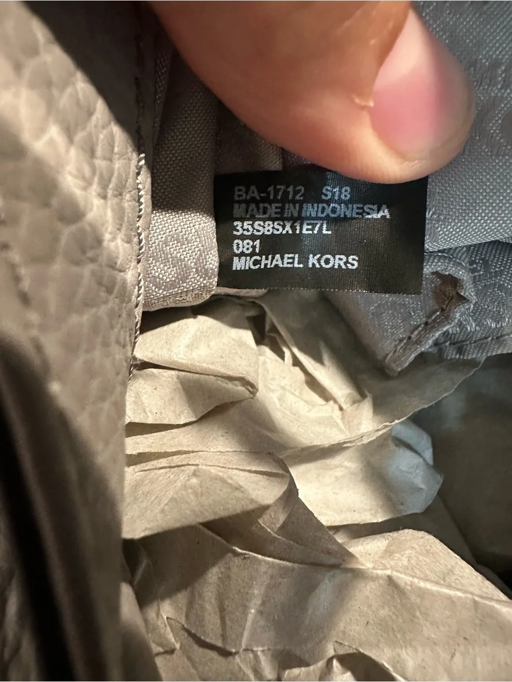 Michael Kors Light Taupe Leather Shoulder Bag with Studded Floral Accents